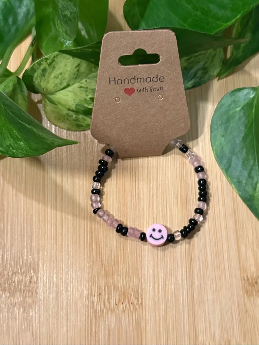 😊✨‎ Smiley Face Stretchy Beaded Bracelet | Handmade | Clay Smiley Face Charm 😊